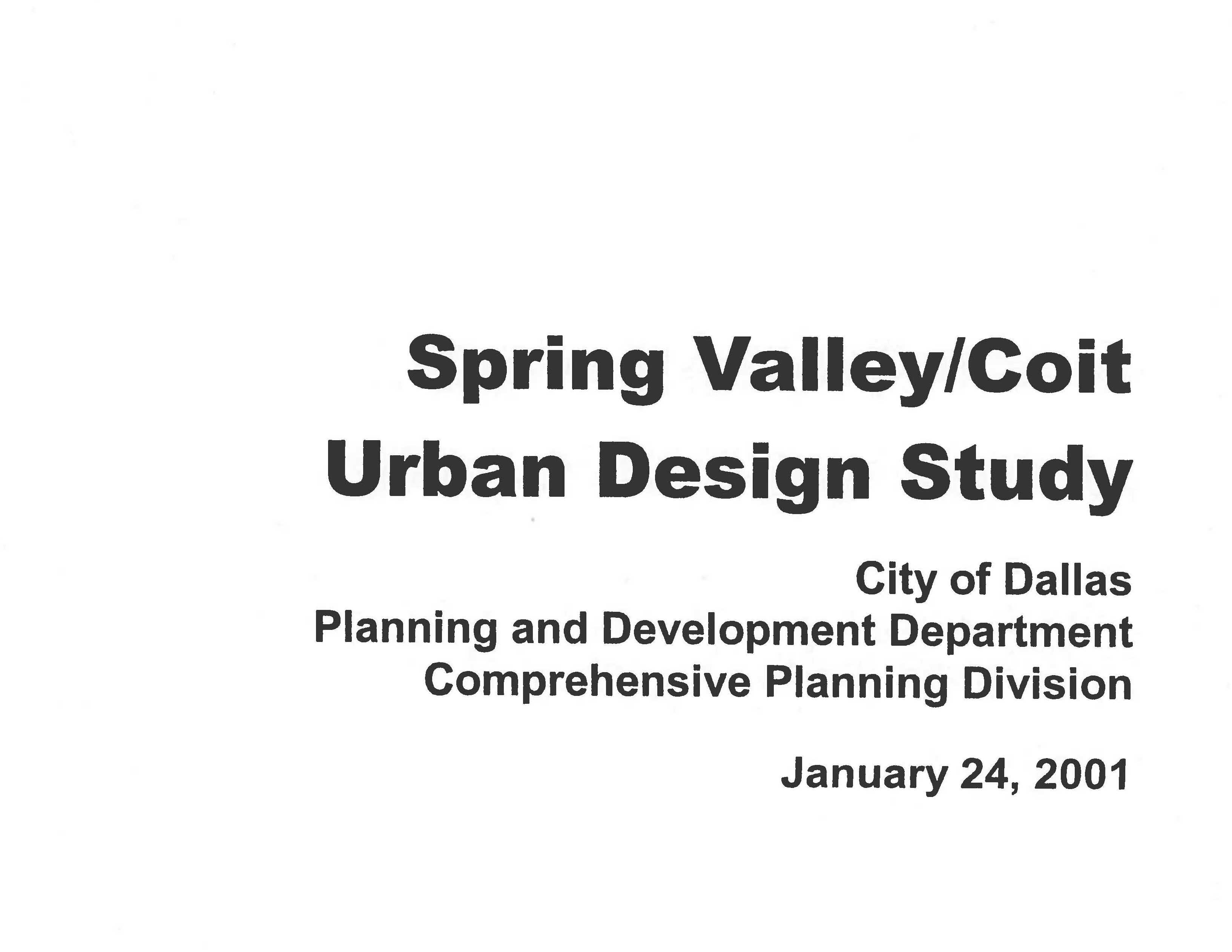 Planning & Development Spring Valley Coit Urban Design Study